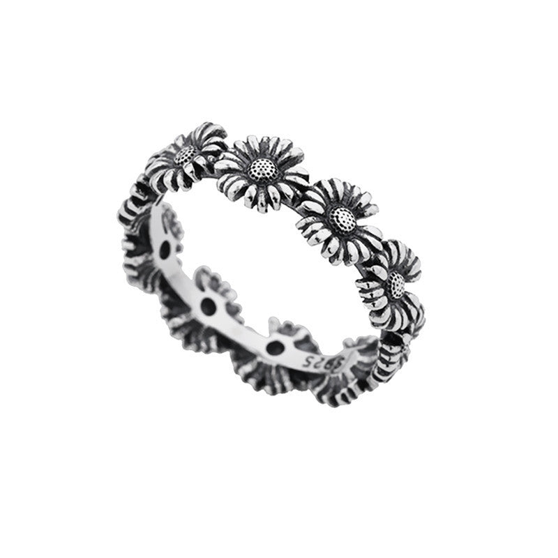 Creative Distressed Niche Design Sunflower Ring Female Jewelry