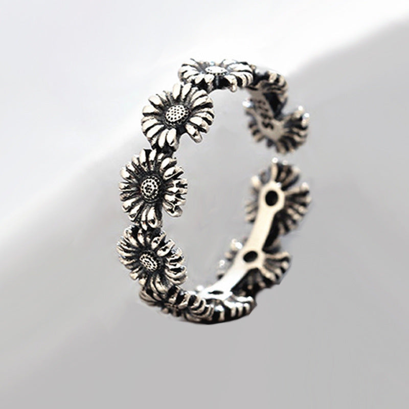 Creative Distressed Niche Design Sunflower Ring Female Jewelry