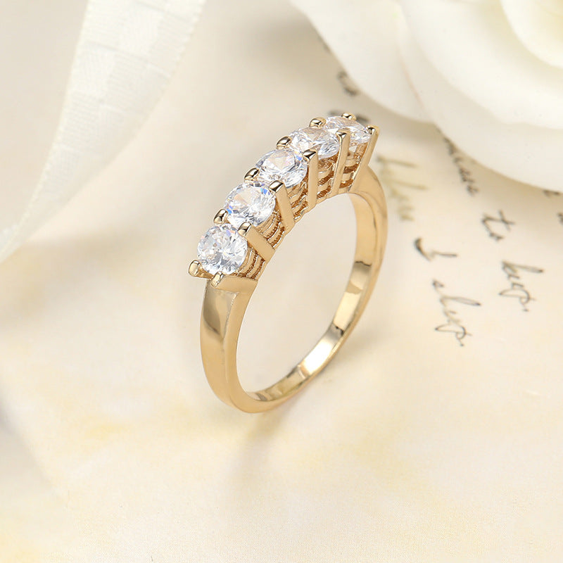 Gold-plated White Zircon Ladies Jewelry Ring