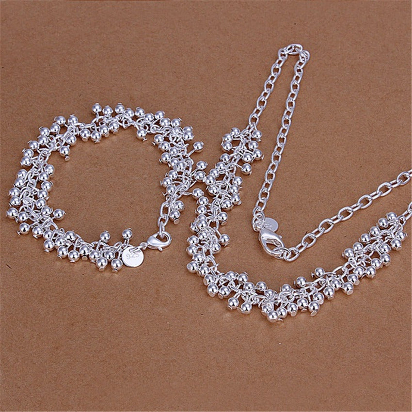 925 silver plated jewelry grape bracelet necklace