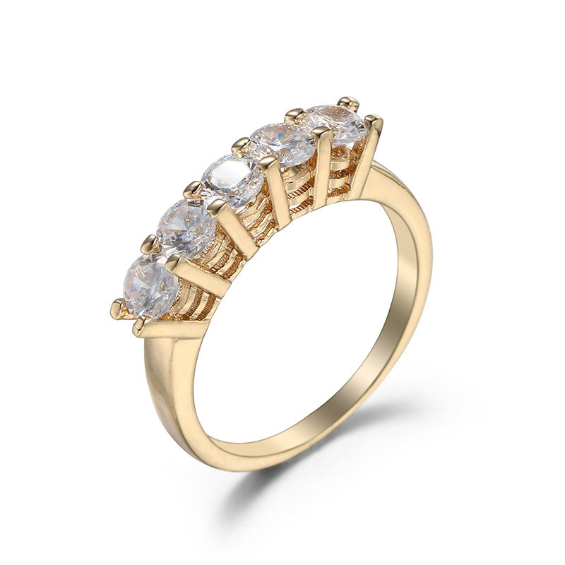 Gold-plated White Zircon Ladies Jewelry Ring