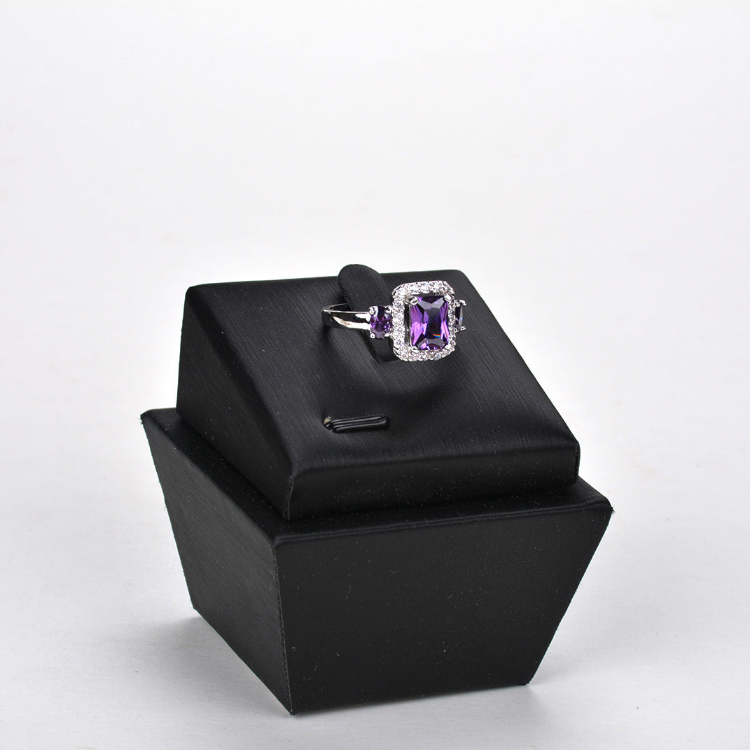 Korean jewelry purple zircon micro-inlay ring